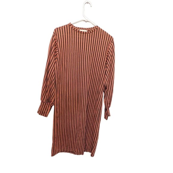 ZARA Size Small Womens Ornage & Black Striped Knee Length Dress #S-3-24 - Picture 1 of 7